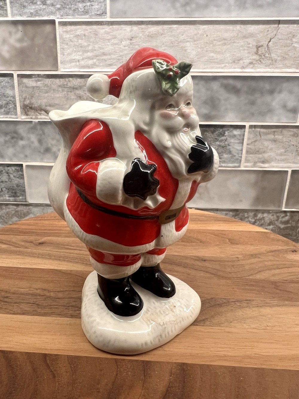 1987 Fitz & Floyd Ceramic Santa Claus Christmas Figurine w/ Sack Vintage